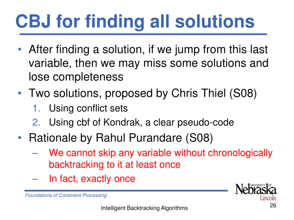 cbj for finding all solutions