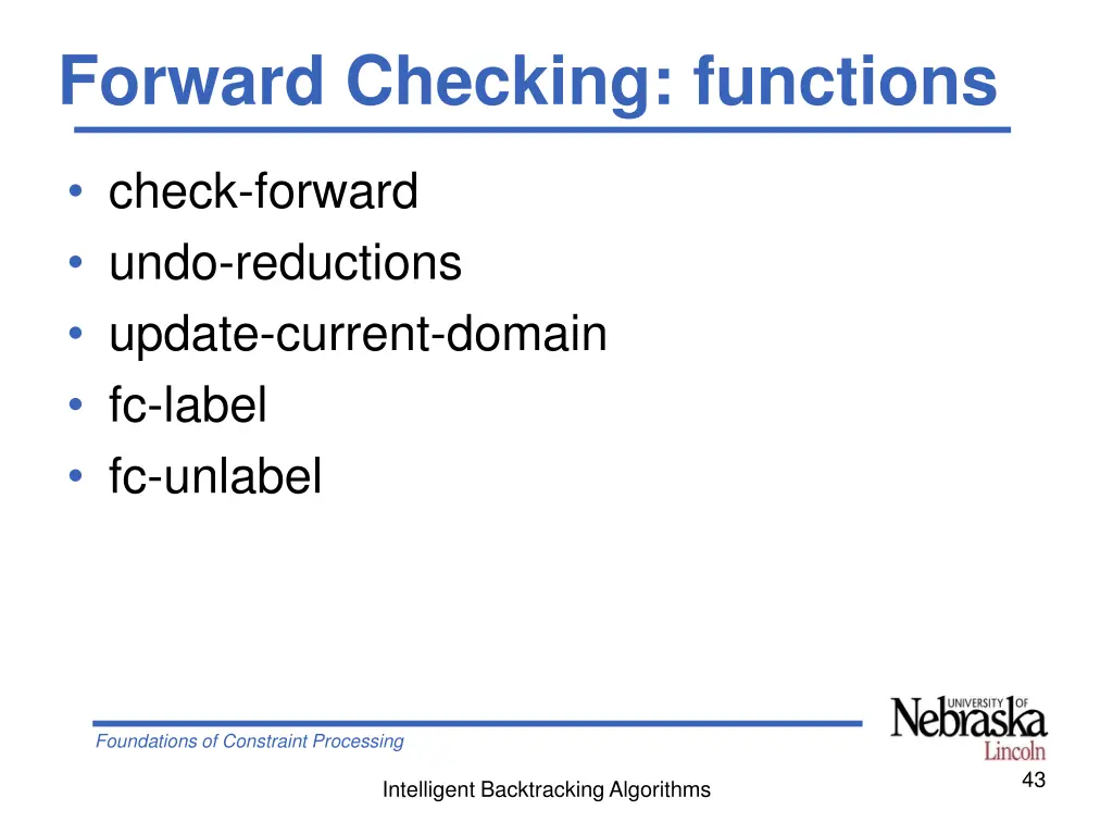 forward checking functions