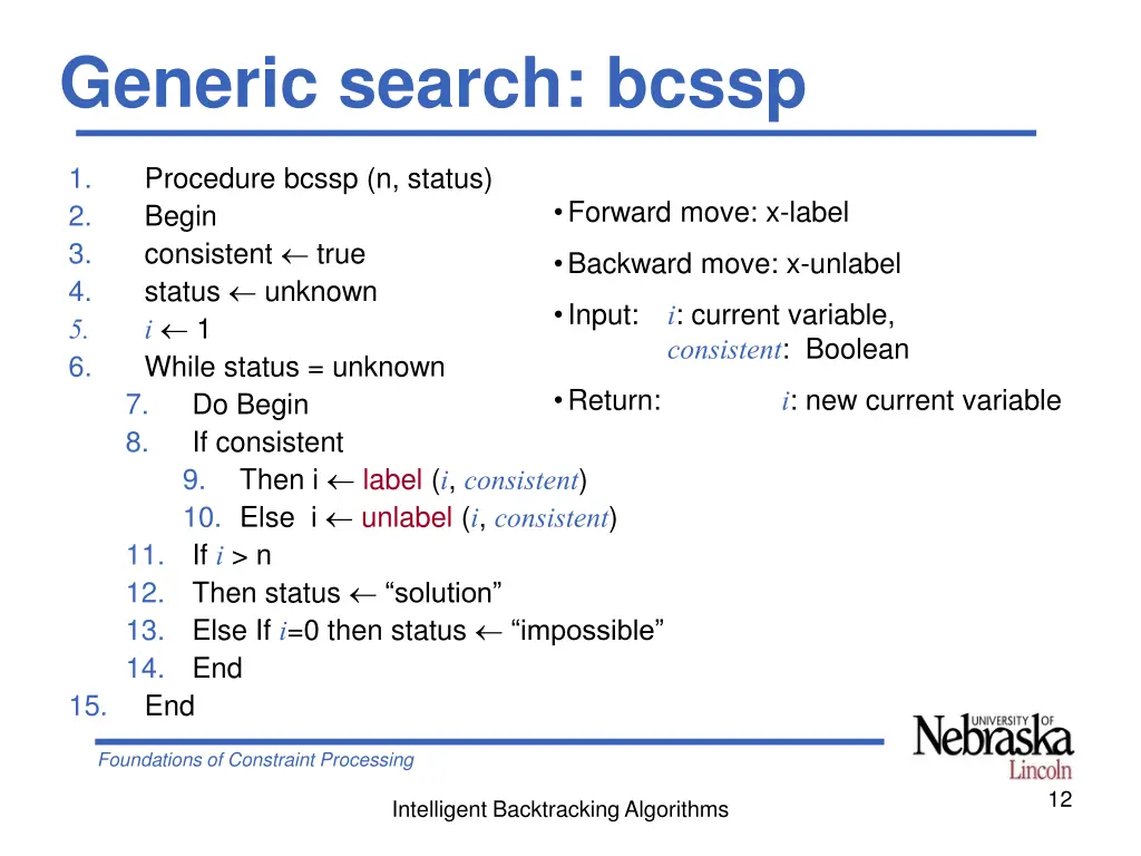 generic search bcssp