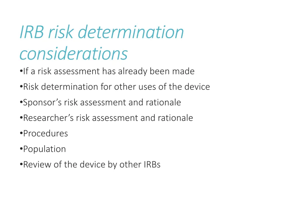 irb risk determination considerations if a risk