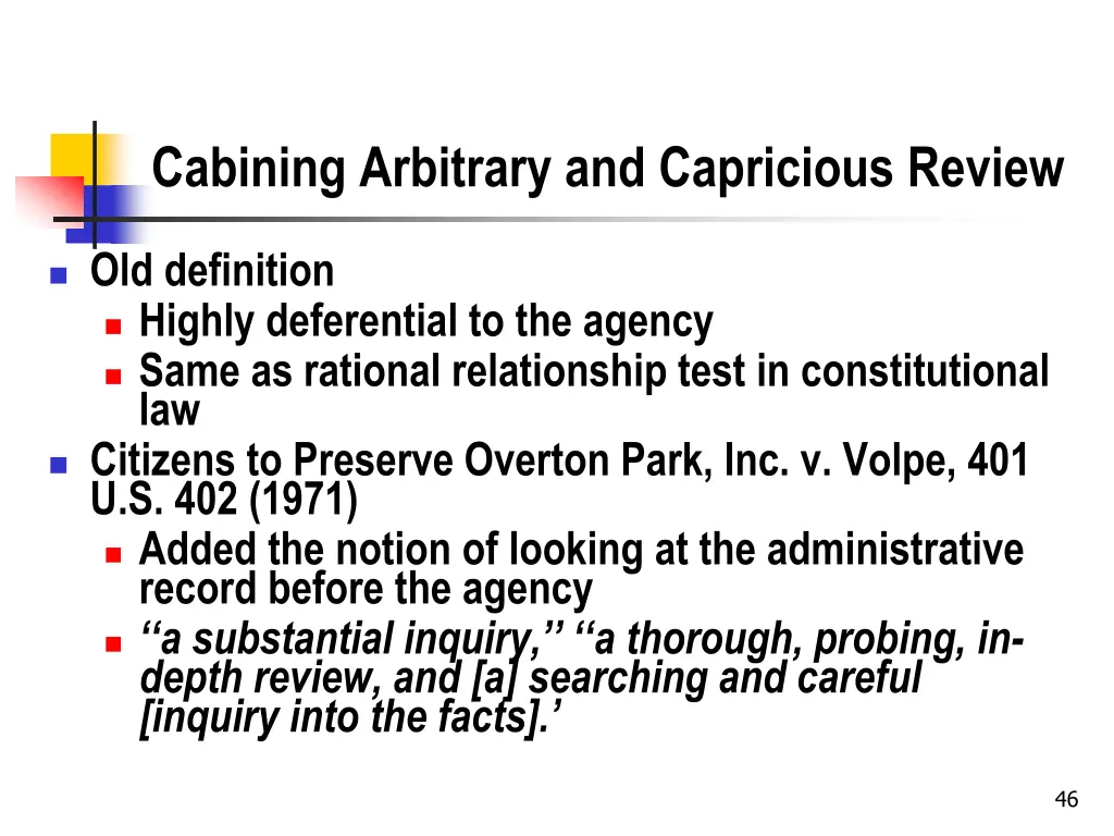 cabining arbitrary and capricious review