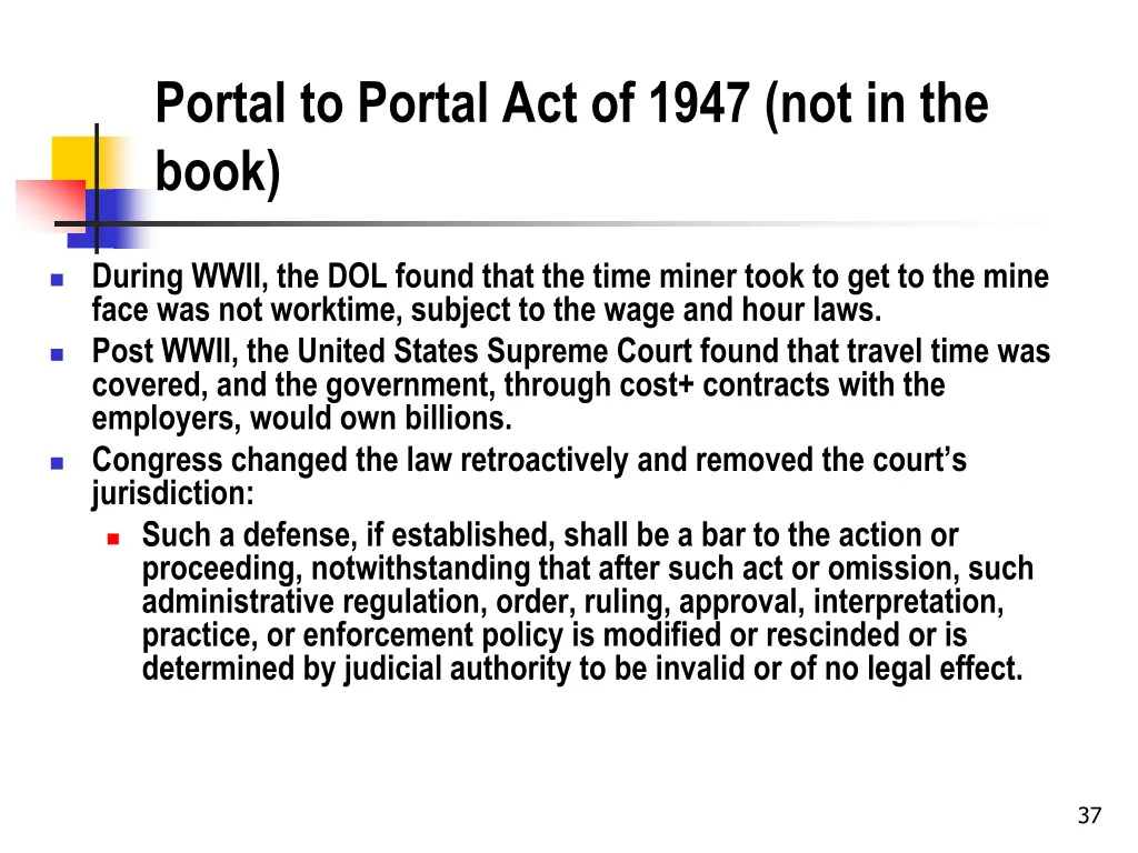 portal to portal act of 1947 not in the book