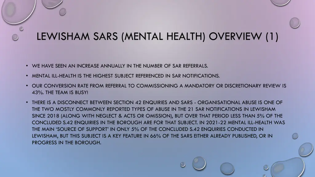 lewisham sars mental health overview 1