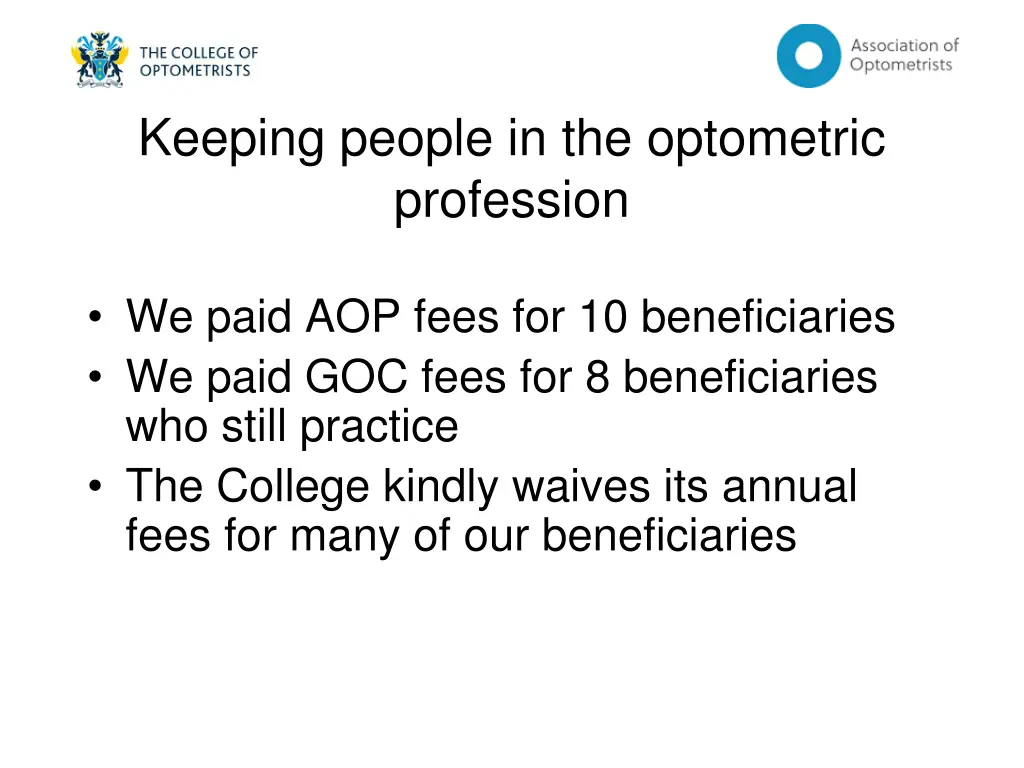 keeping people in the optometric profession