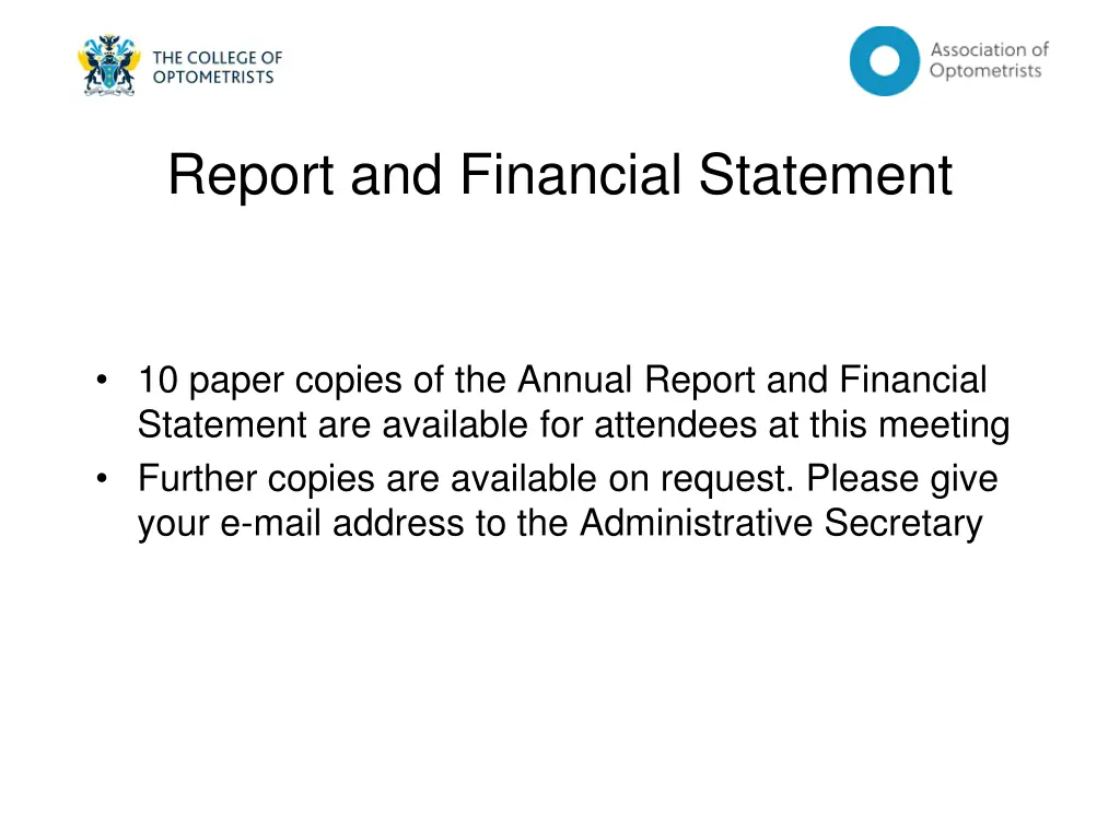 report and financial statement