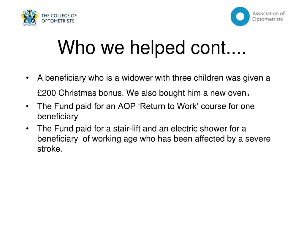 who we helped cont