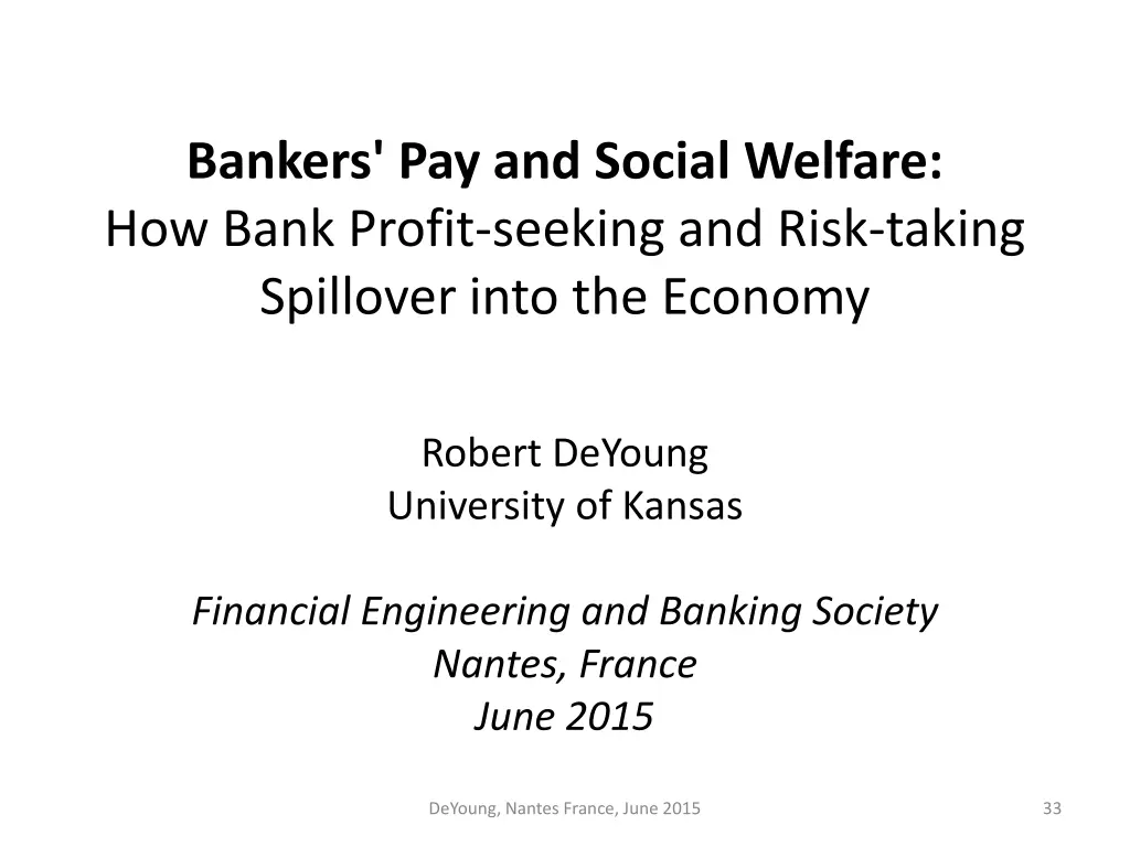 bankers pay and social welfare how bank profit 1
