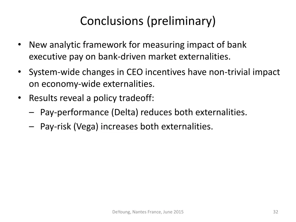 conclusions preliminary
