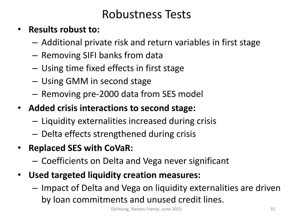 robustness tests
