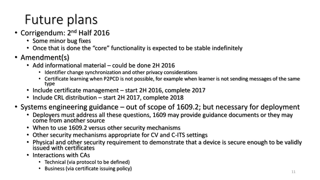 future plans corrigendum 2 nd half 2016 some