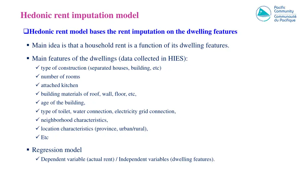 hedonic rent imputation model