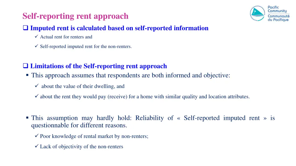 self reporting rent approach imputed rent