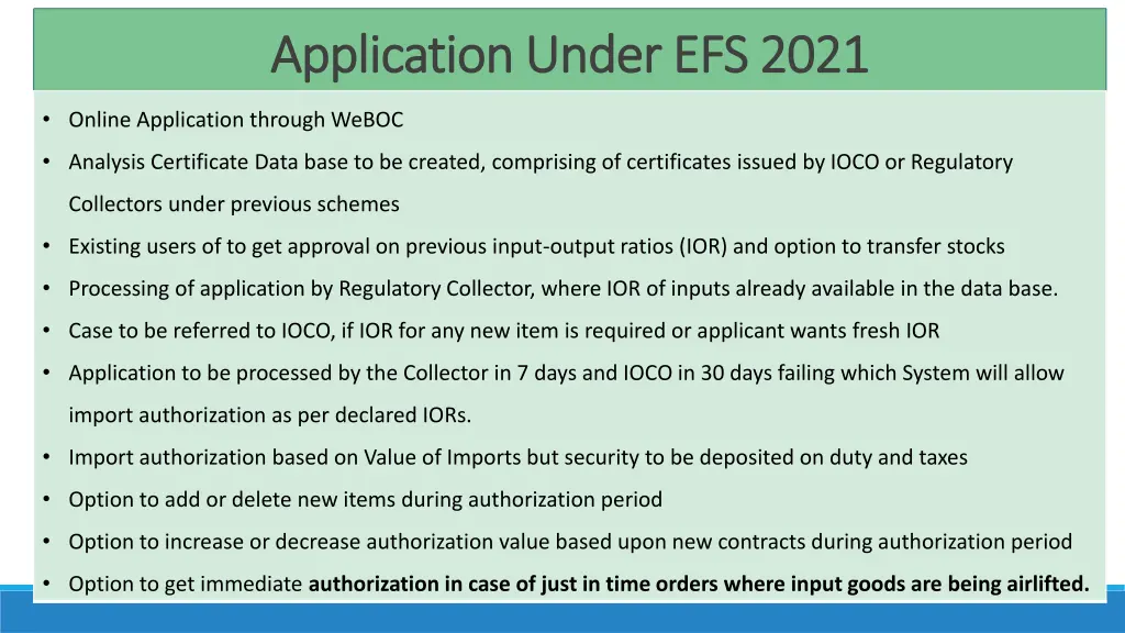 application under efs 2021 application under