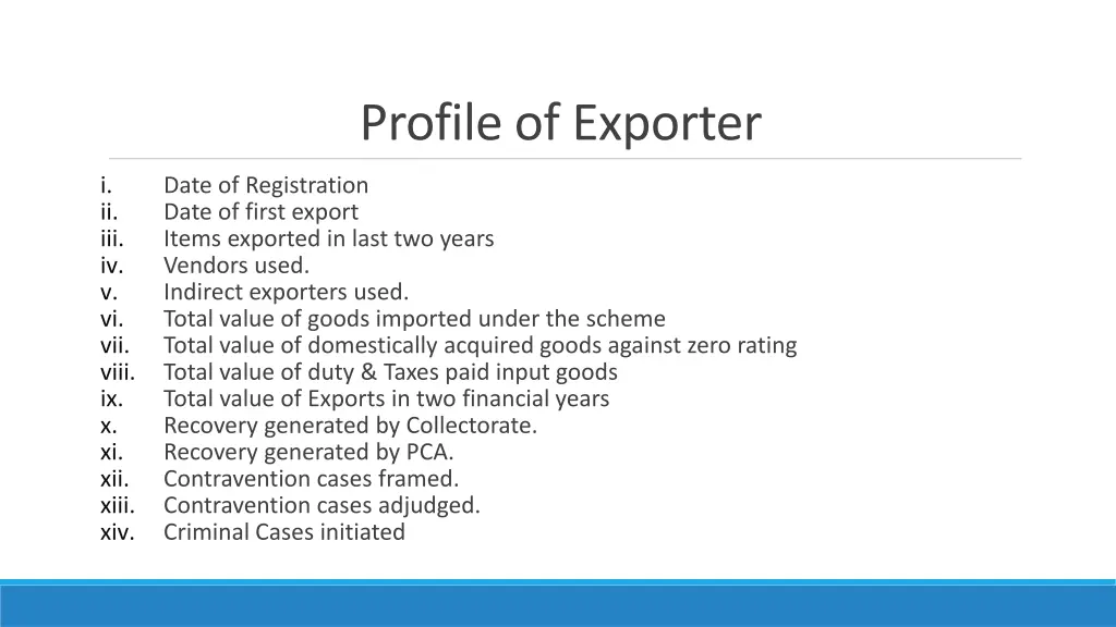 profile of exporter