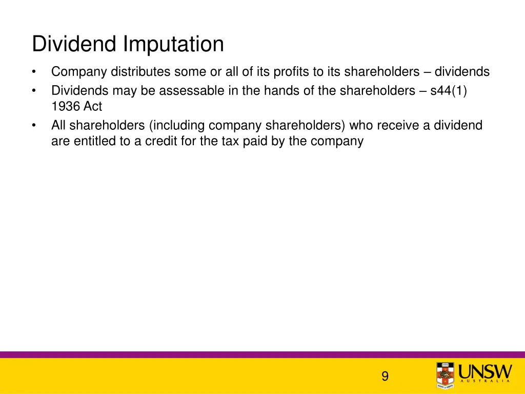 dividend imputation