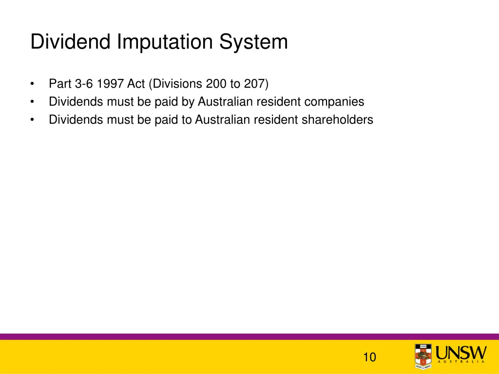 dividend imputation system