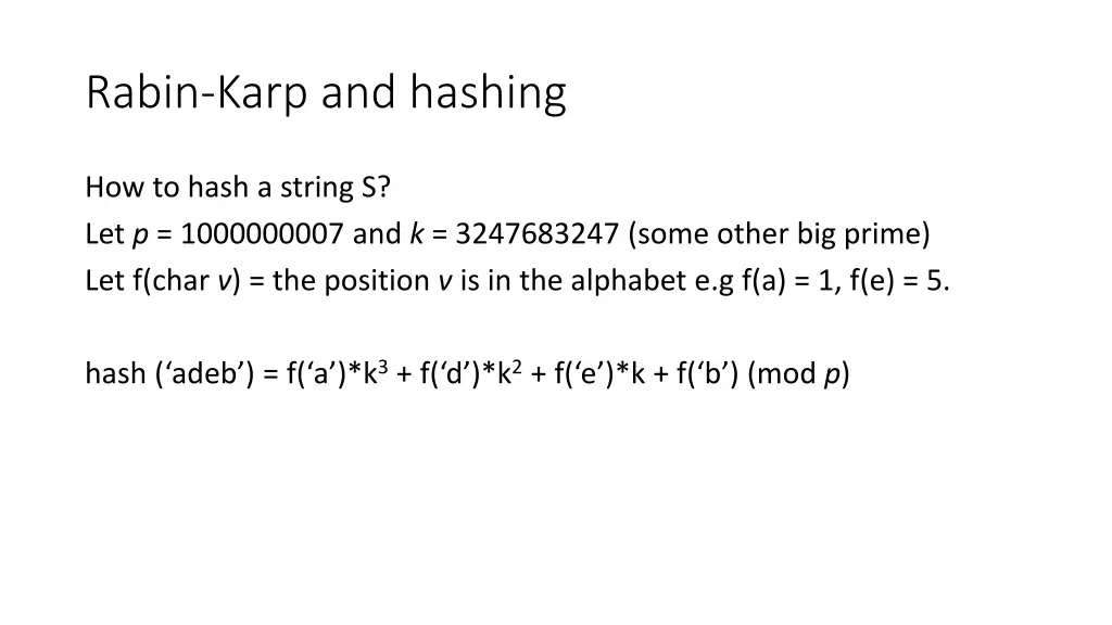 rabin karp and hashing