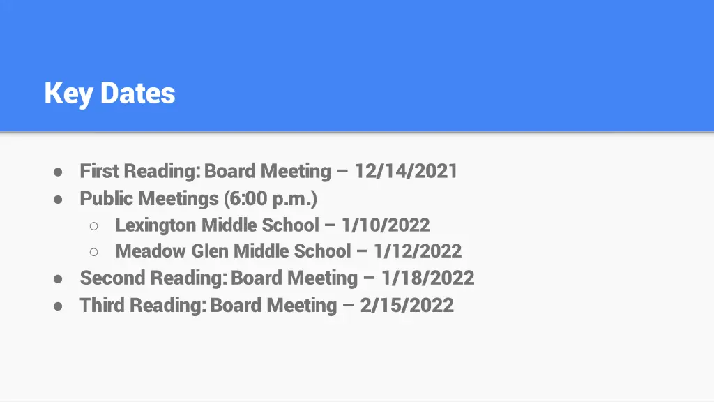 key dates