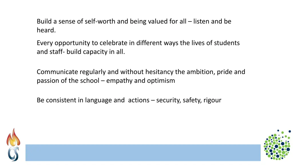 build a sense of self worth and being valued
