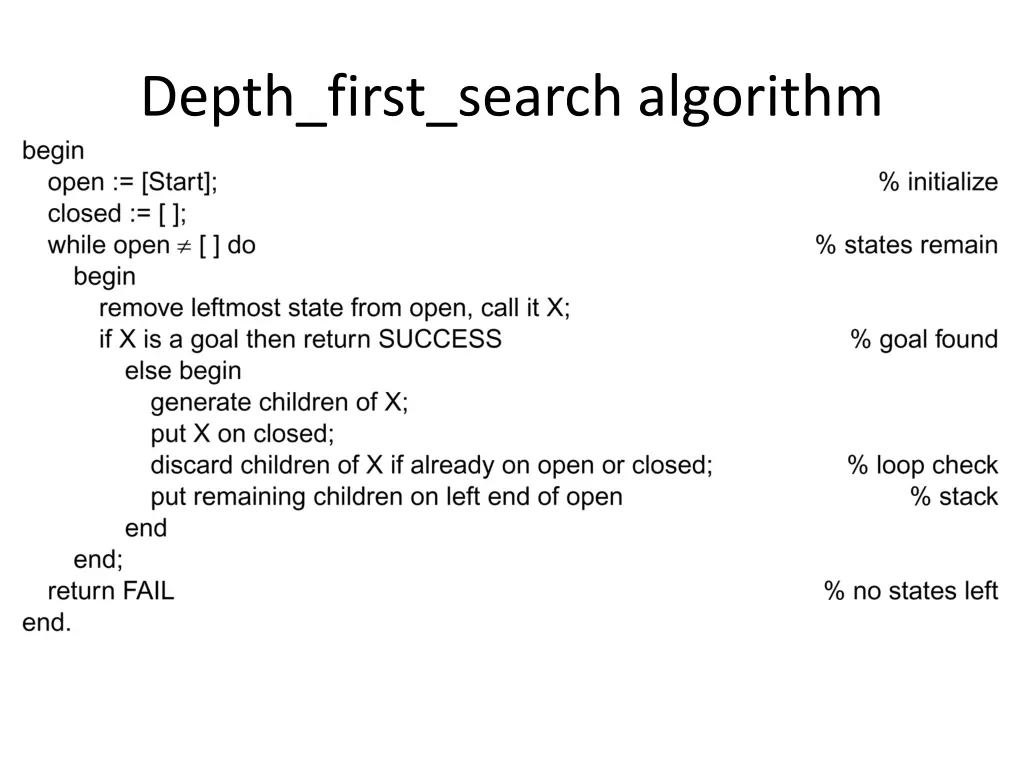 depth first search algorithm