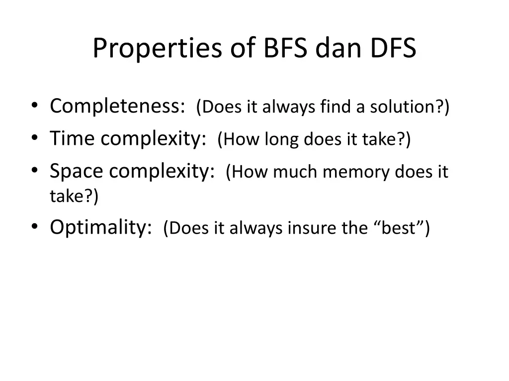 properties of bfs dan dfs