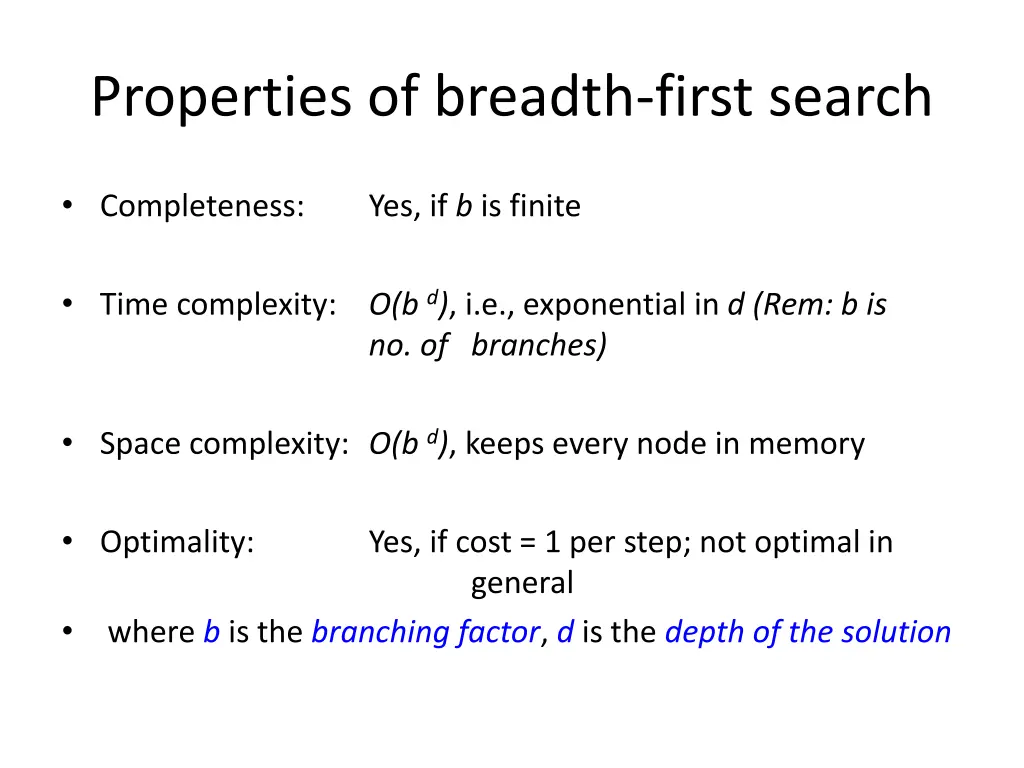 properties of breadth first search