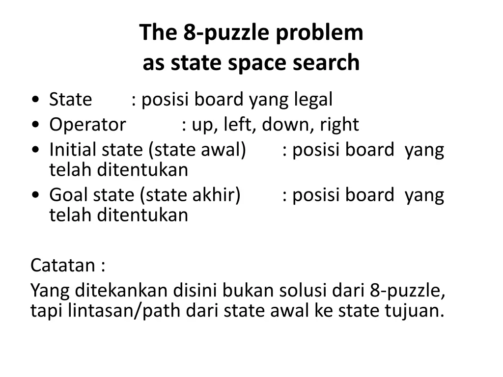 the 8 puzzle problem as state space search