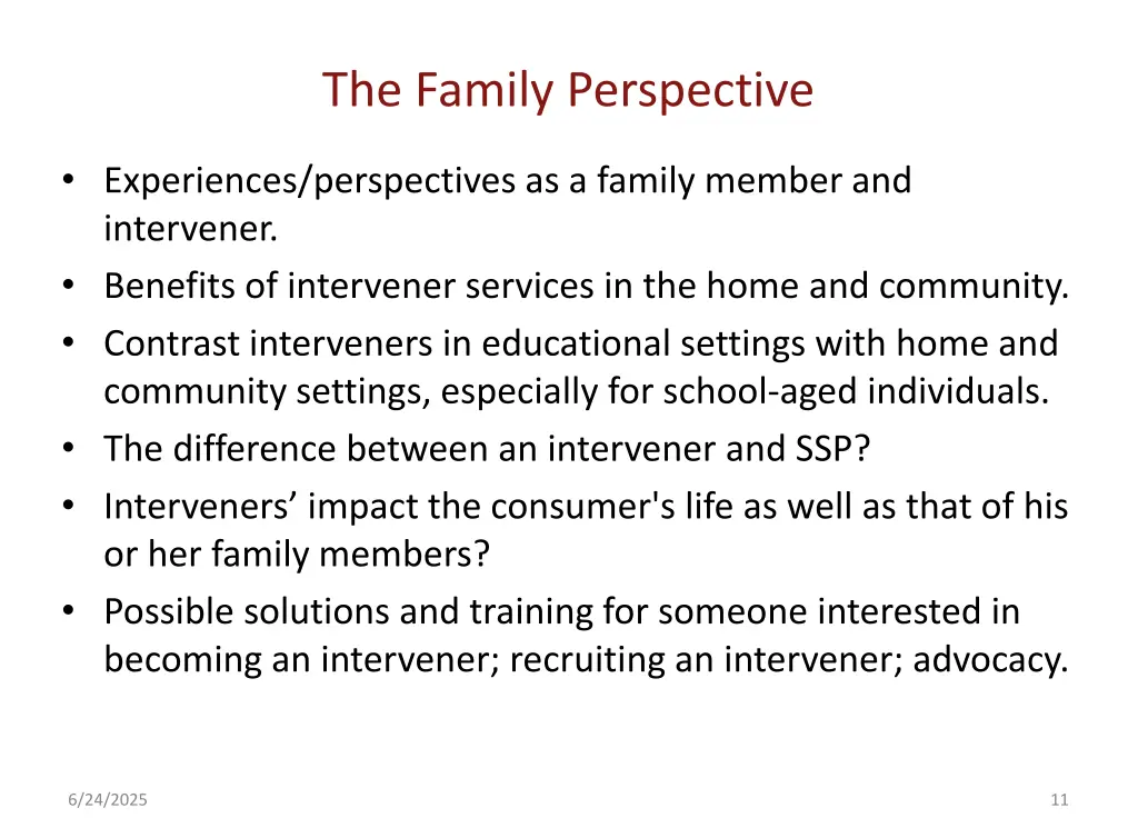 the family perspective