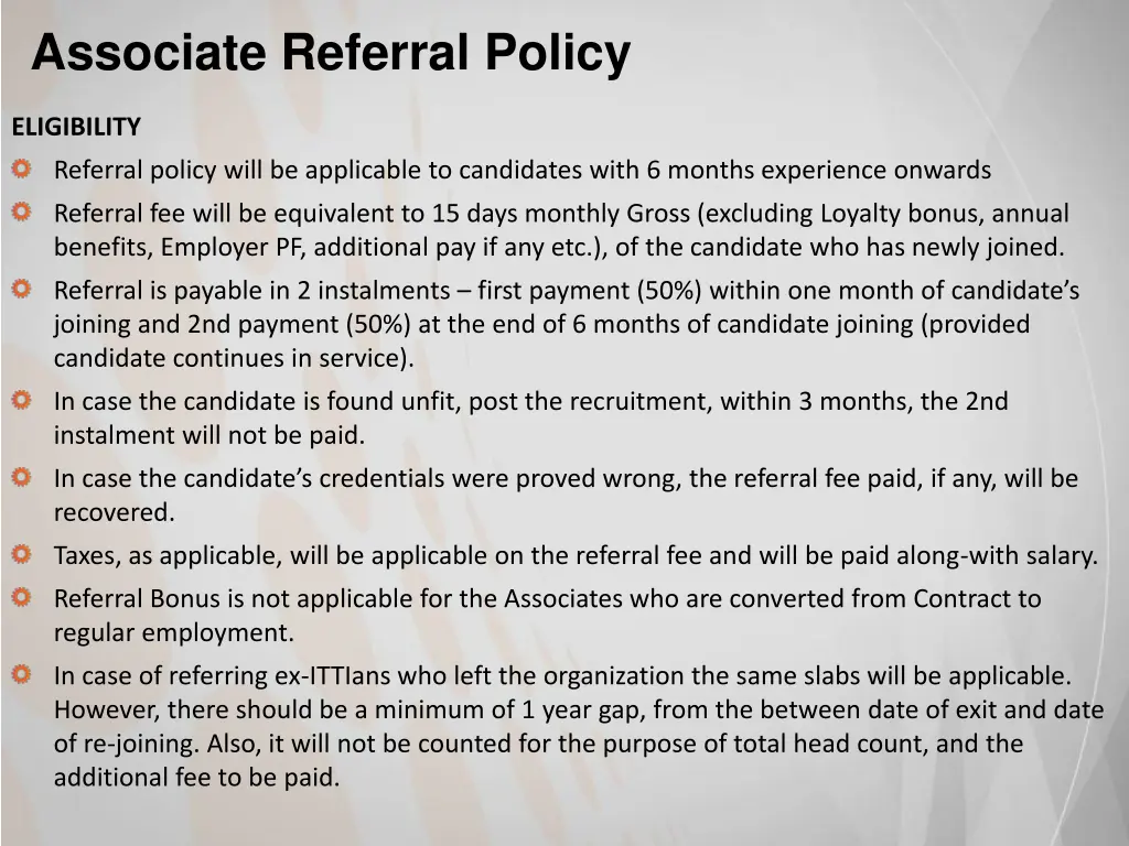 associate referral policy