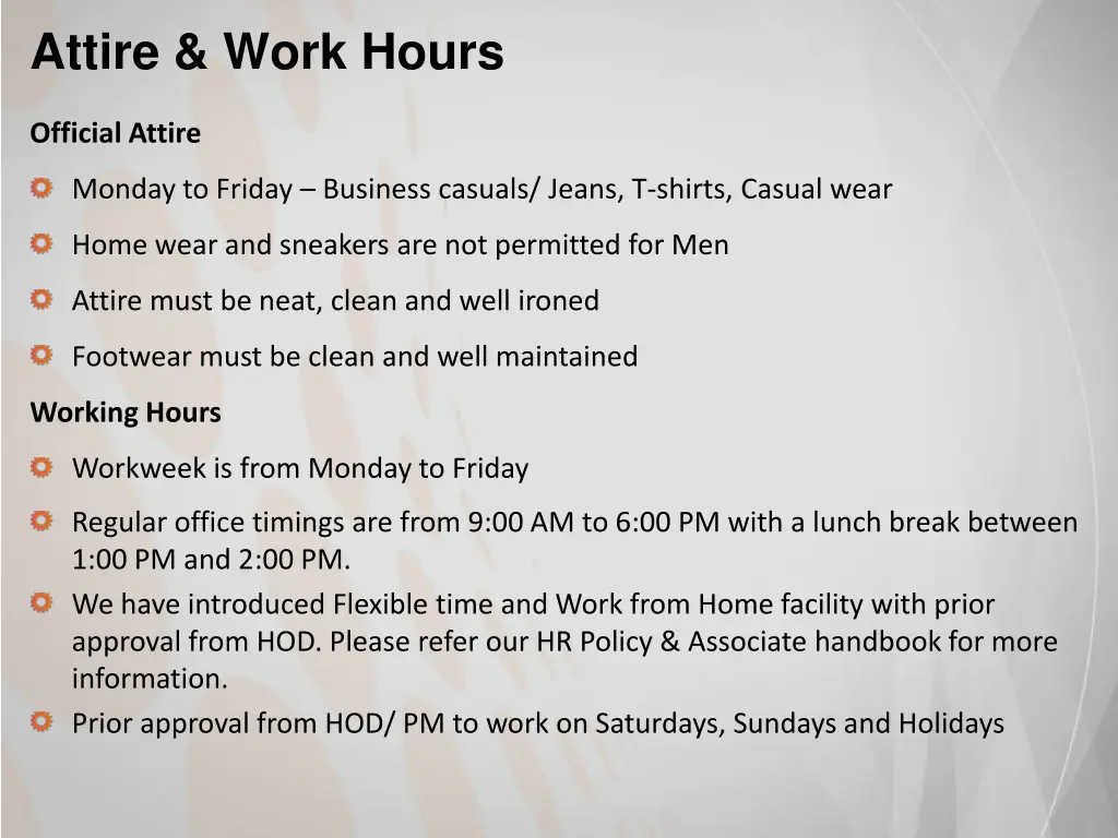 attire work hours