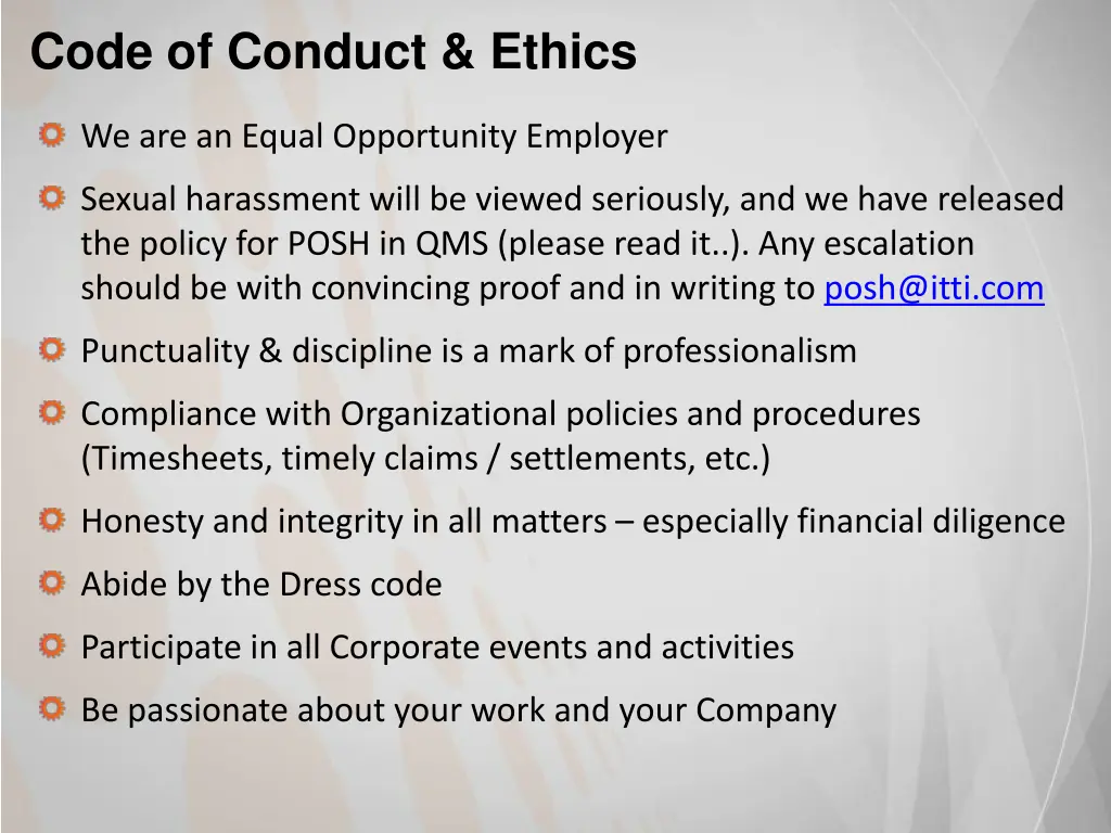 code of conduct ethics