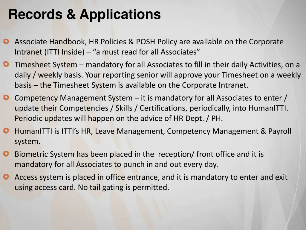 records applications