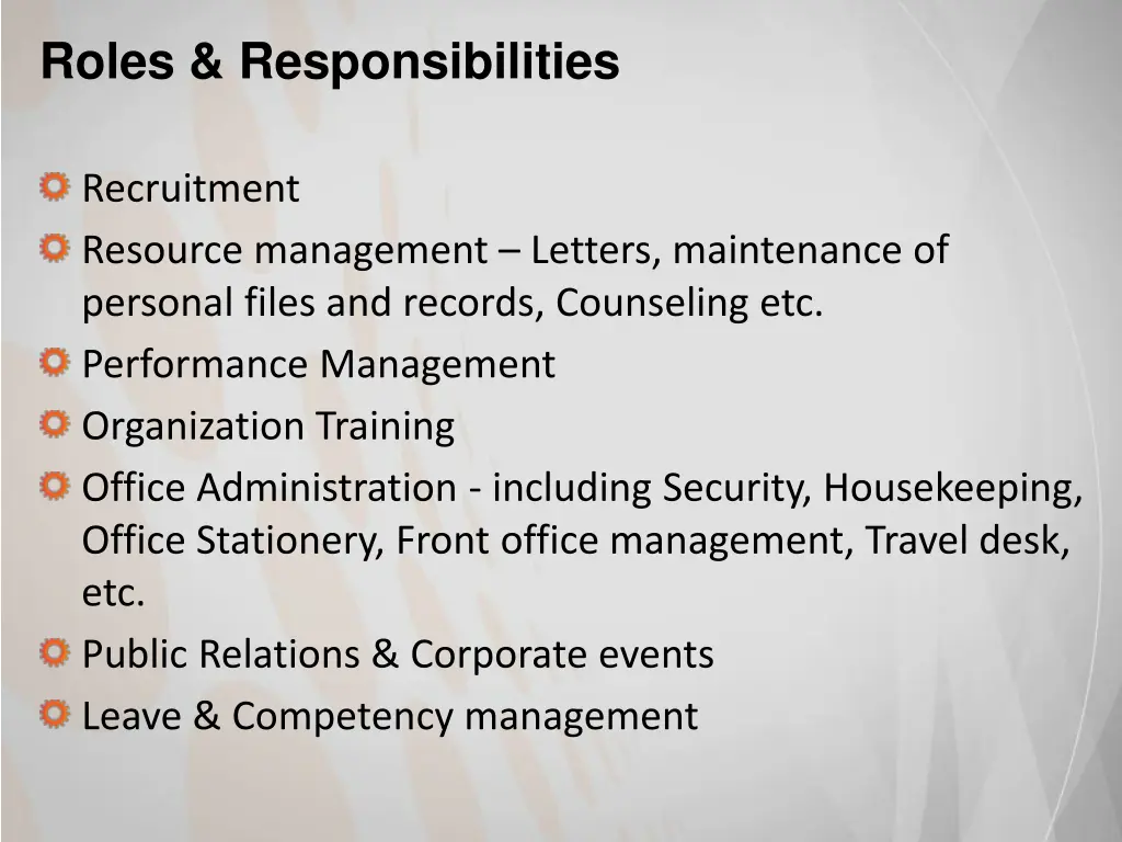 roles responsibilities