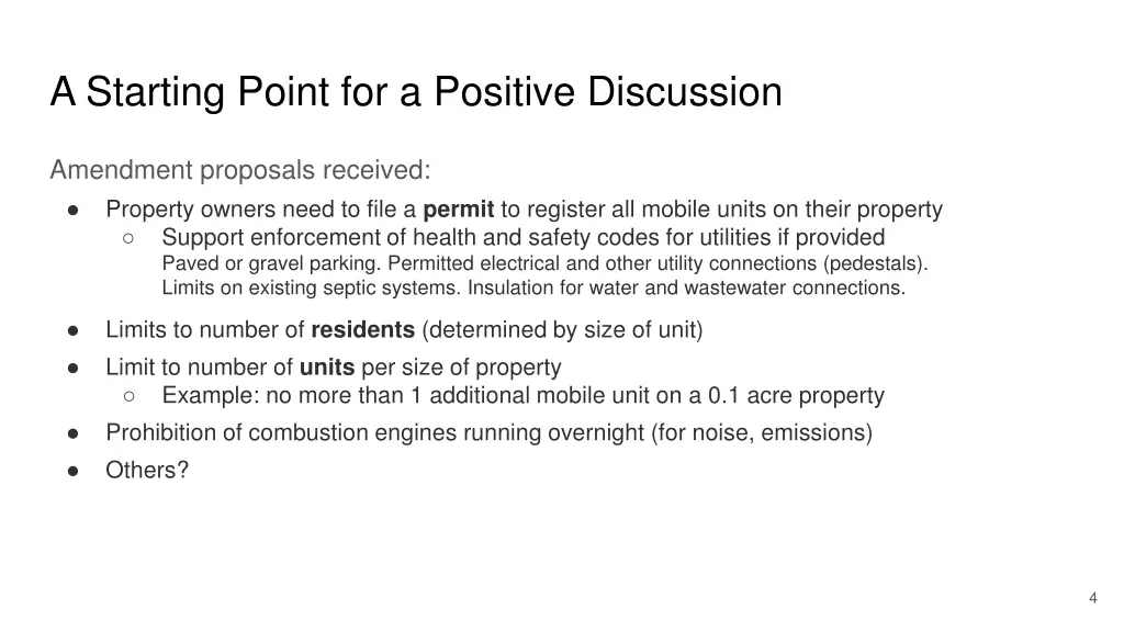 a starting point for a positive discussion