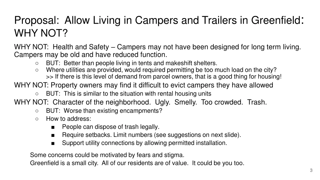 proposal allow living in campers and trailers 2