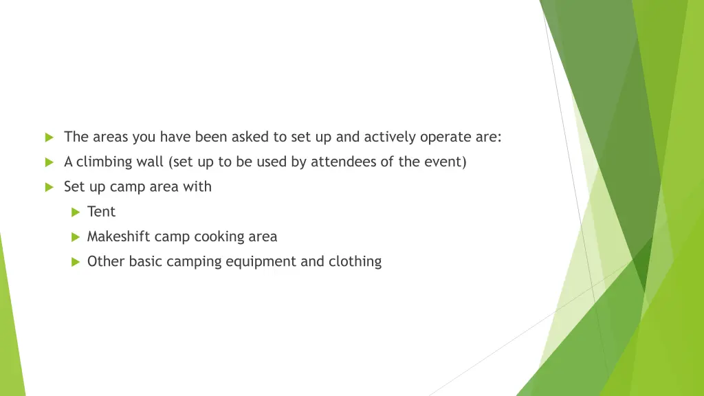the areas you have been asked