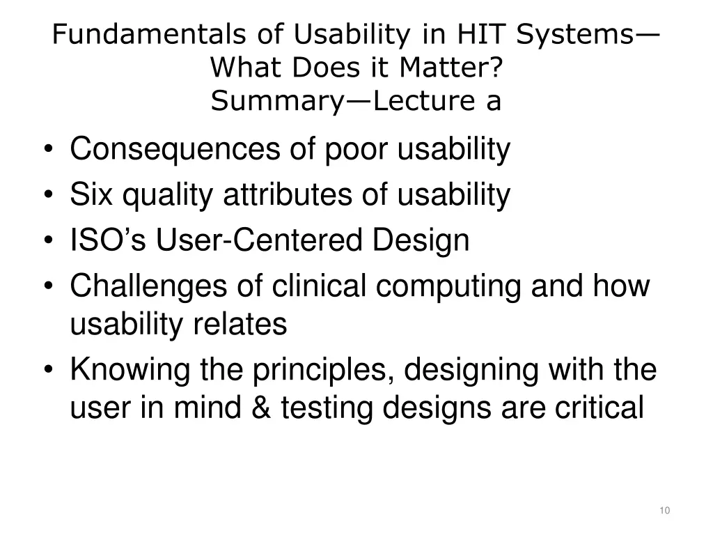 fundamentals of usability in hit systems what 1