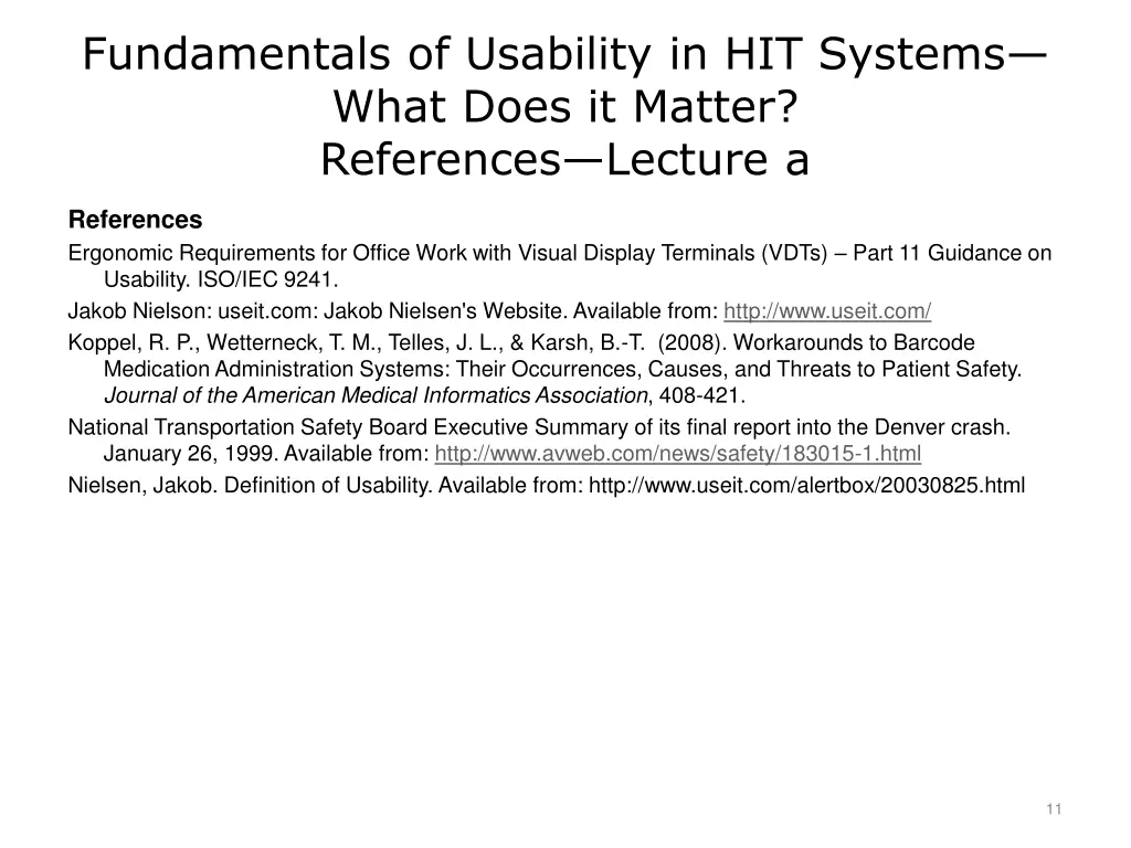 fundamentals of usability in hit systems what 2