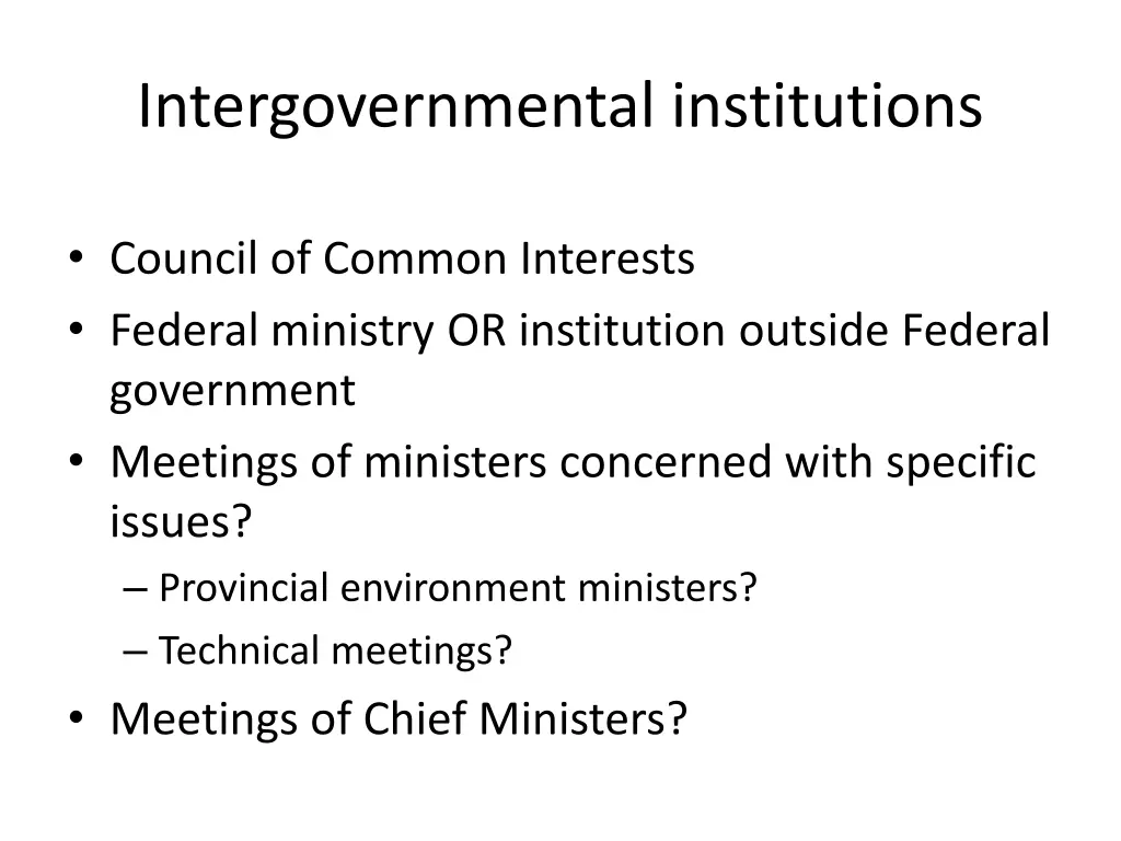 intergovernmental institutions