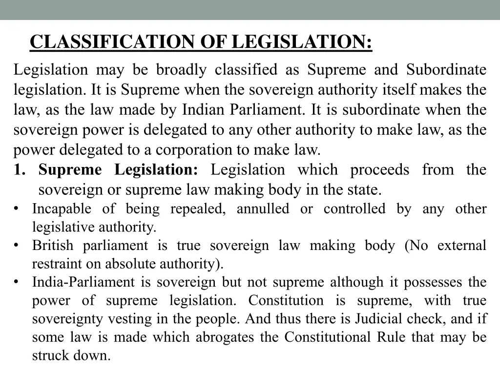 classification of legislation