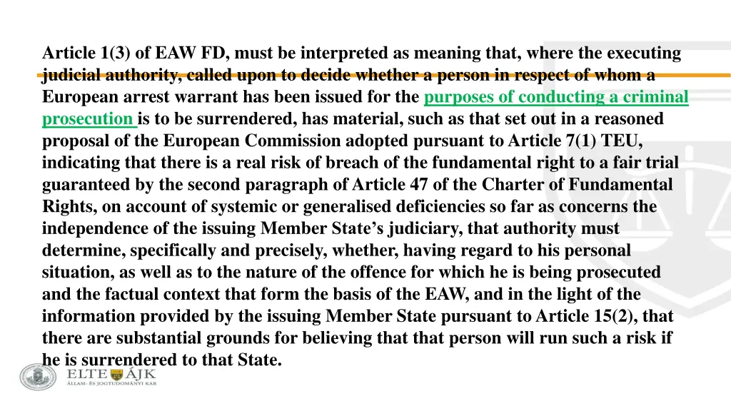 article 1 3 of eaw fd must be interpreted