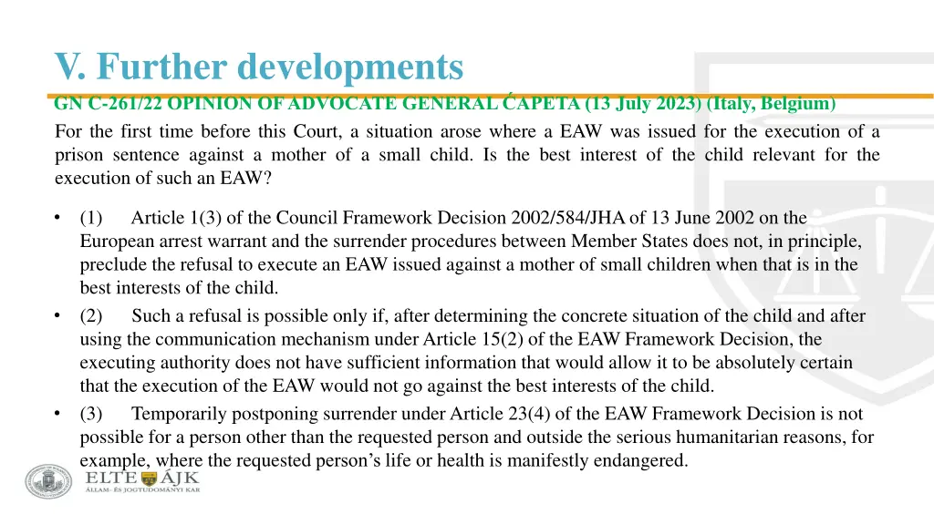 v further developments gn c 261 22 opinion