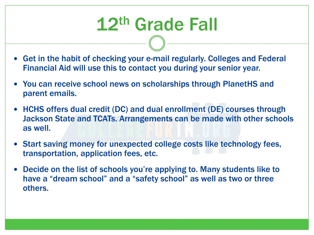 12 th grade fall