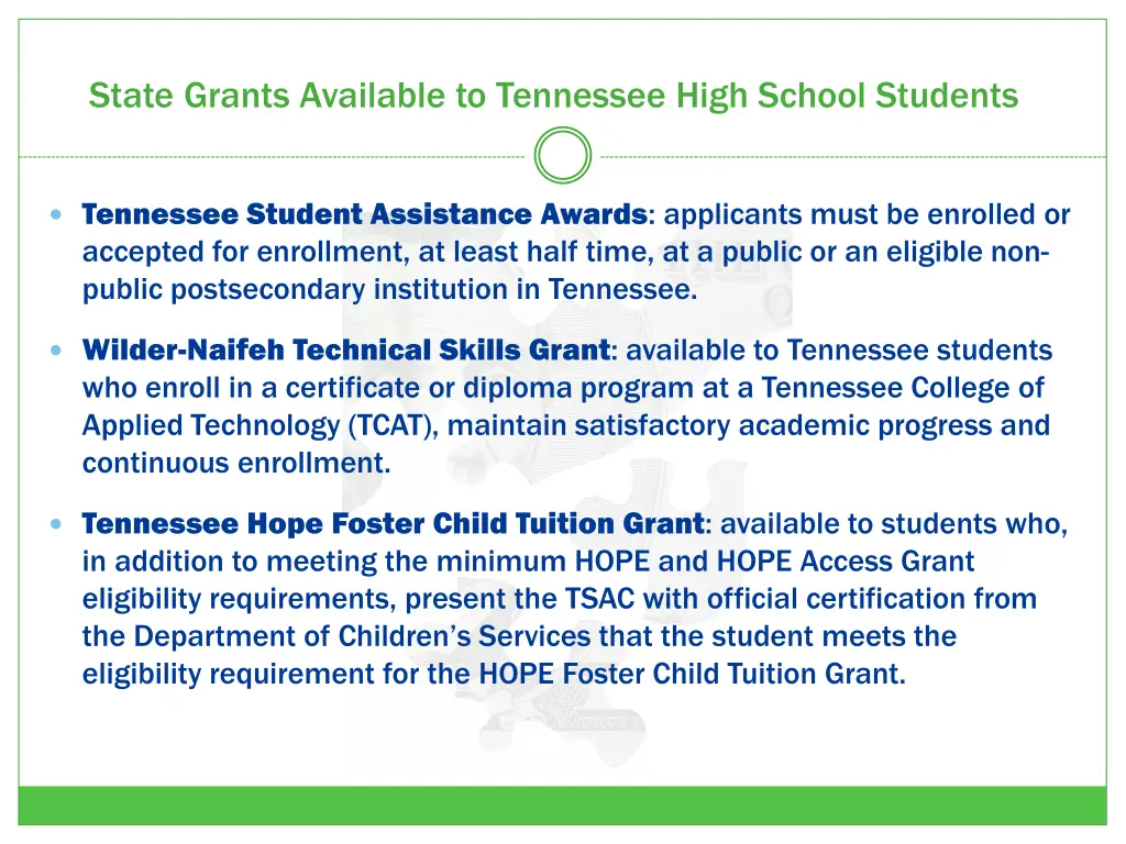 state grants available to tennessee high school
