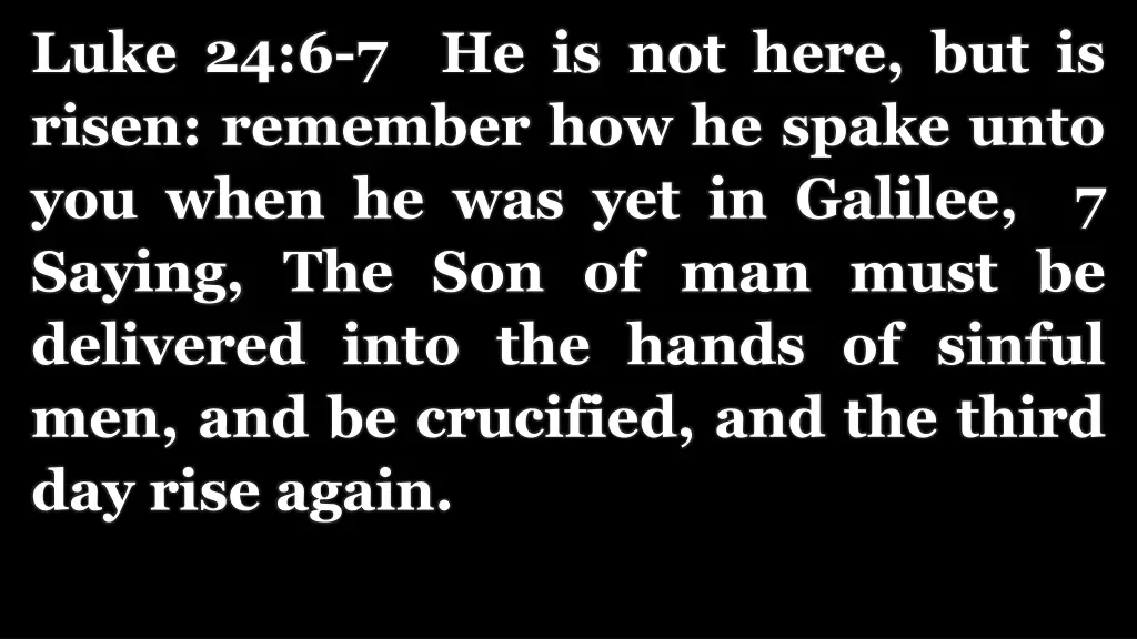 luke 24 6 7 he is not here but is risen remember