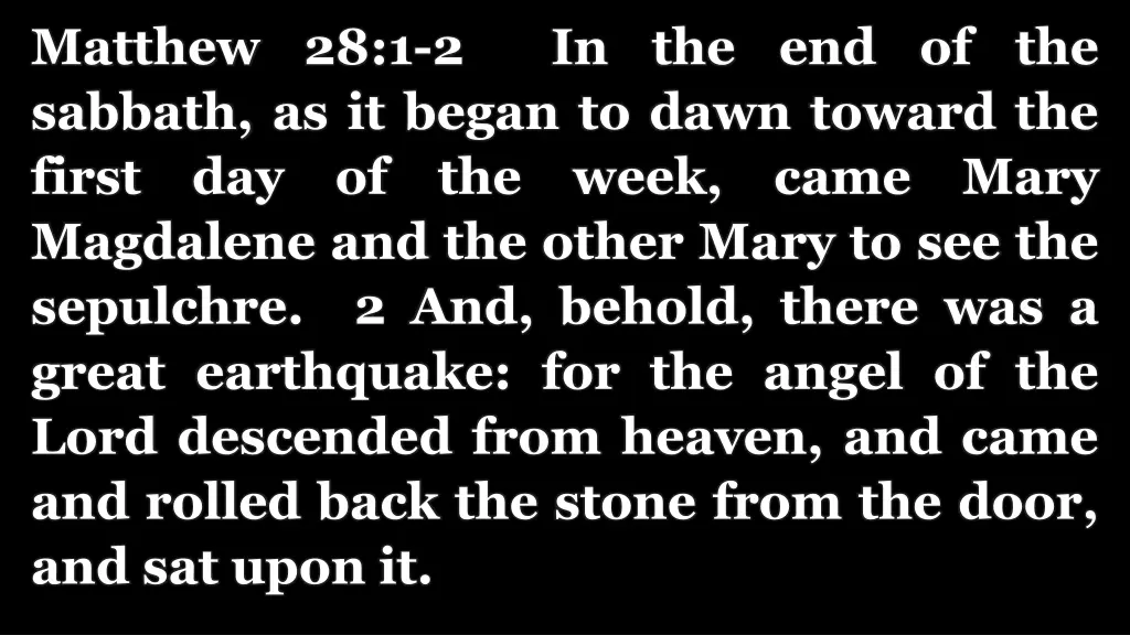 matthew 28 1 2 in the end of the sabbath