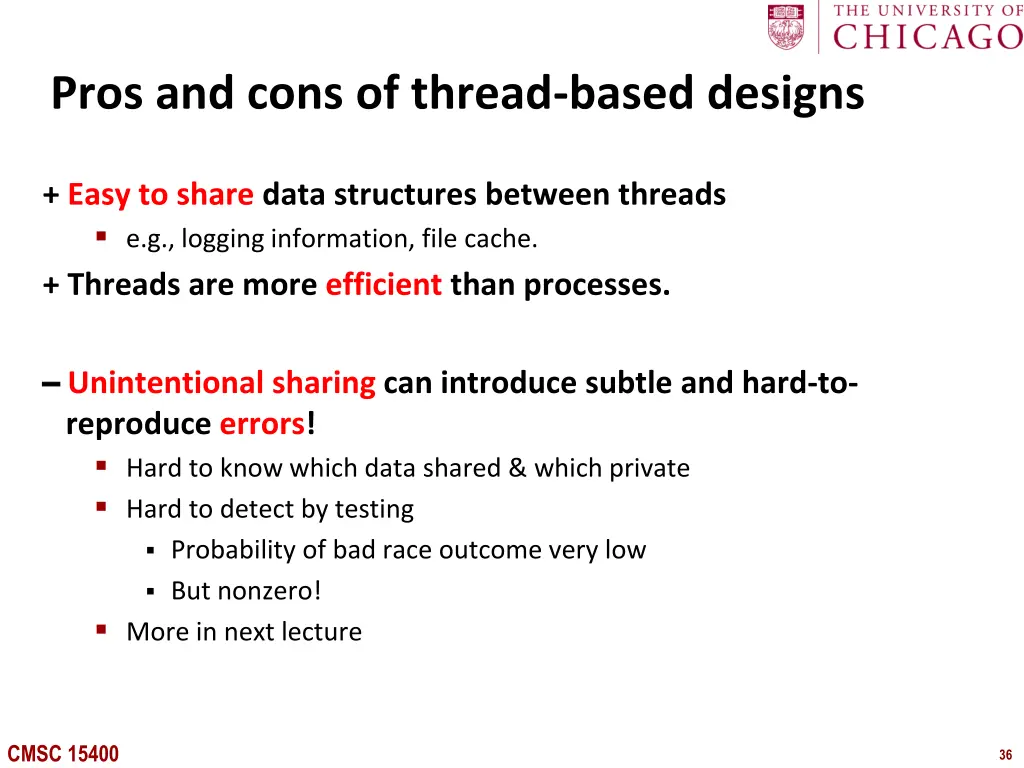 pros and cons of thread based designs