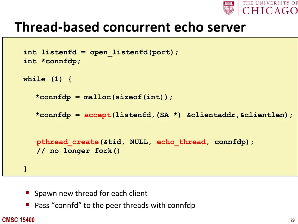 thread based concurrent echo server