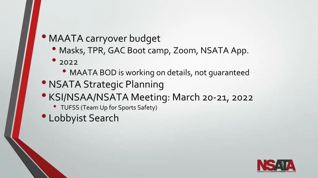 maata carryover budget masks tpr gac boot camp