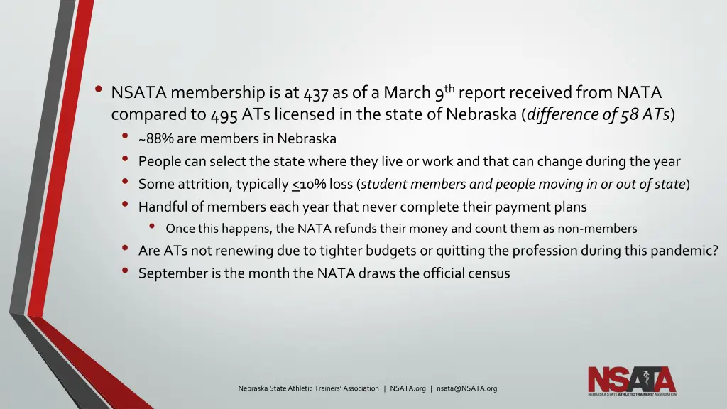 nsata membership is at 437 as of a march